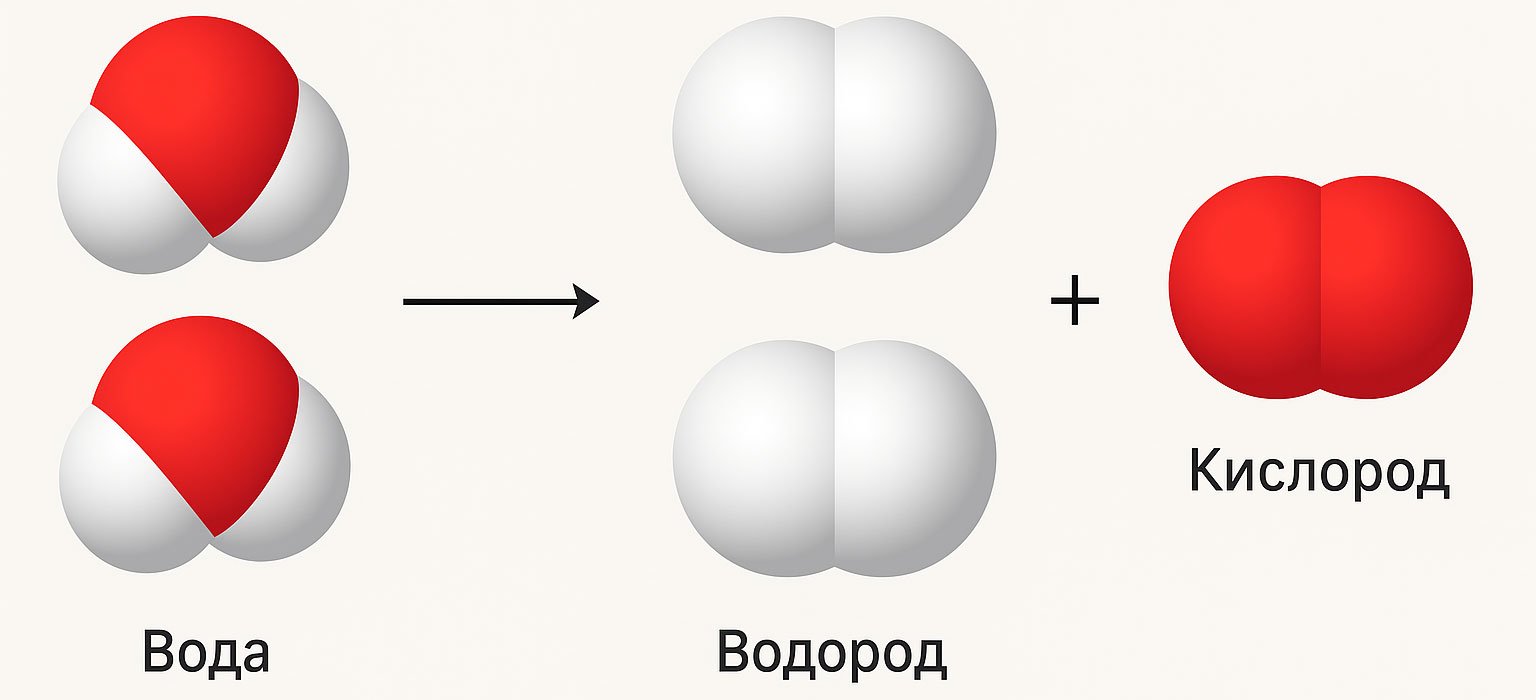 Разложение воды на водород и кислород